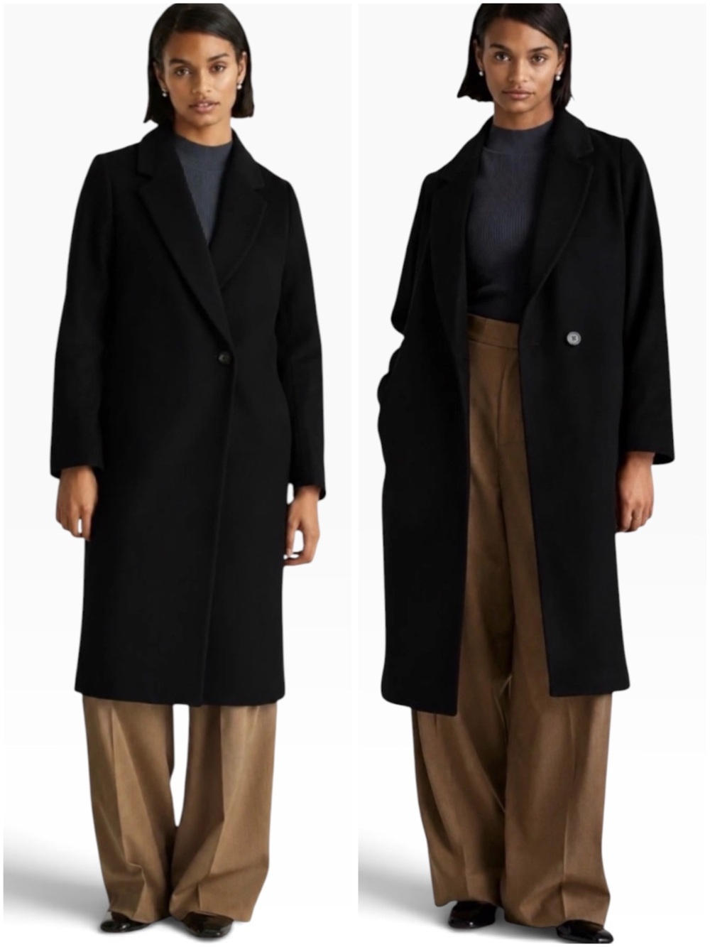 Quince Italian Wool Classic Single Breasted Coat Cadet Blue Medium NWT